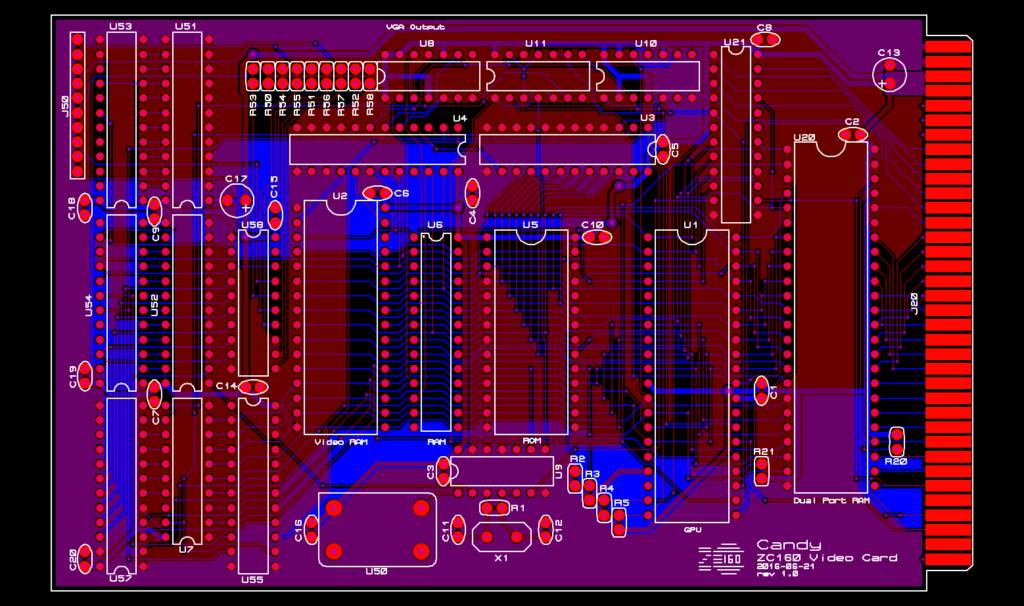 Gerber output of the ZC160 VGA GPU board.